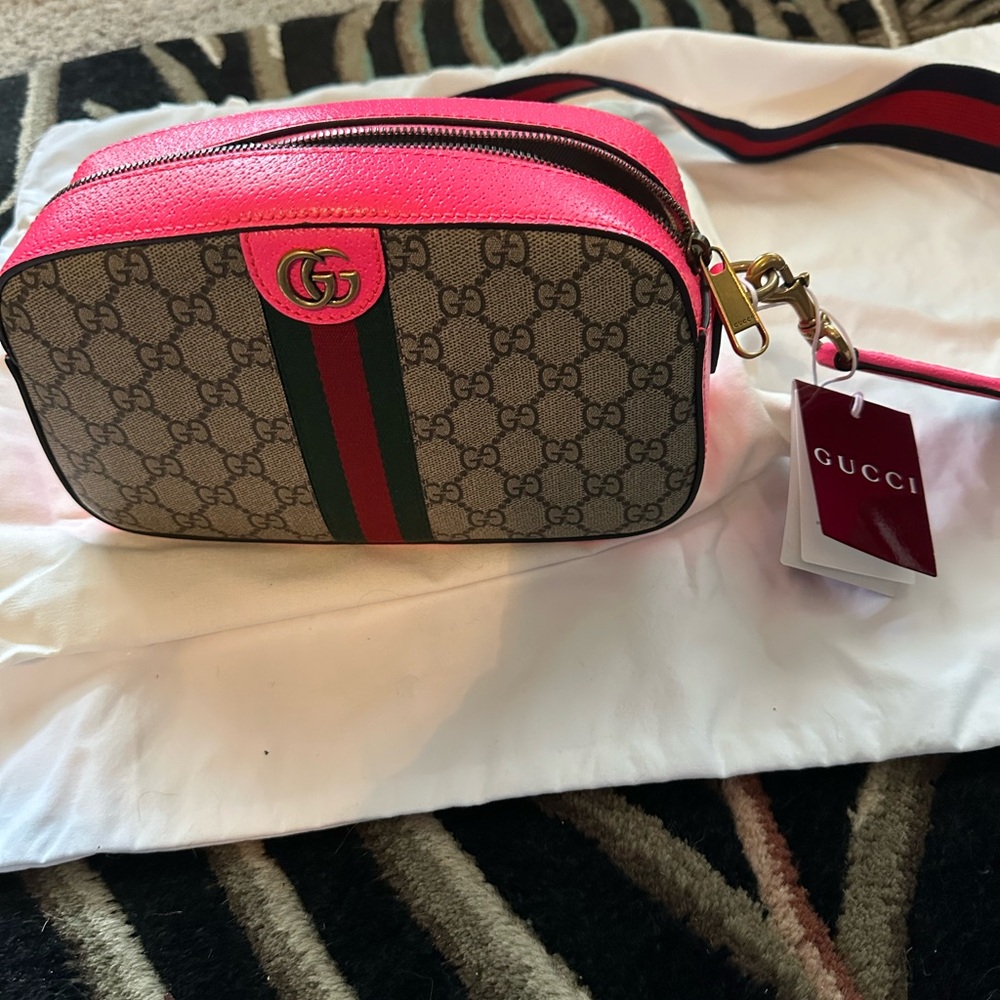Gucci Red and Brown Crossbody Bag with Iconic Design